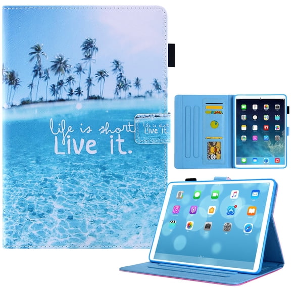 Dteck Smart Case for Apple iPad mini 6th Generation 8.3-inch (2021),Magnetic Card Wallet Pattern Hybrid Rubber Case PU Leather Stand Shockproof Automatic wake/sleep Cover,Beach