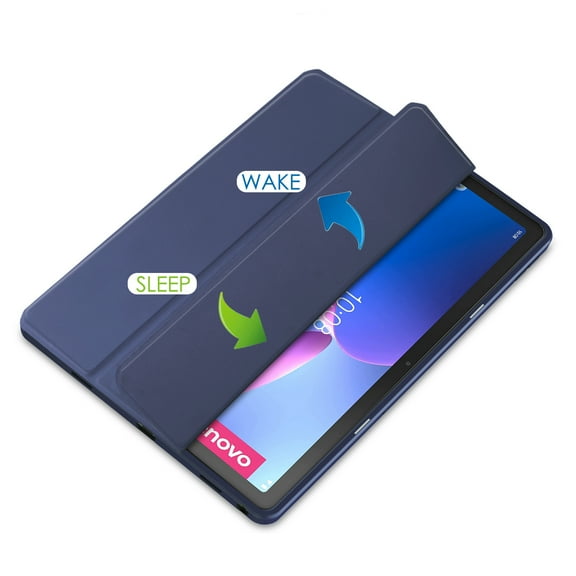 Dteck Smart Case for Lenovo Tab M10 Plus 3rd Gen 2022 10.6 inch Auto Wake Sleep Built-in Pencil Holder Tri-Fold Stand Folio Flip Protective Cover with Clear Back Shell, Deep Blue
