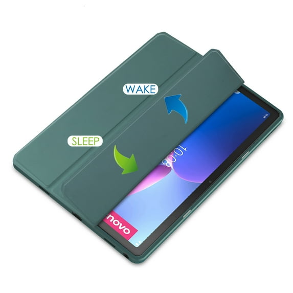 Dteck Smart Case for Lenovo Tab M10 Plus 3rd Gen 2022 10.6 inch Auto Wake Sleep Built-in Pencil Holder Tri-Fold Stand Folio Flip Protective Cover with Clear Back Shell, Deep Green