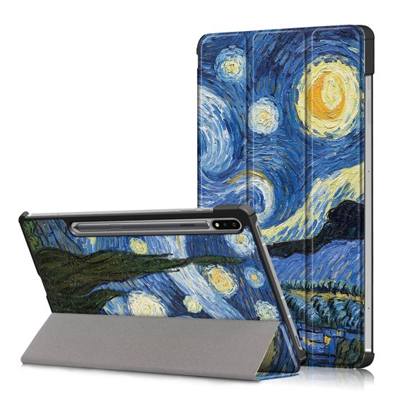 Dteck Smart Case for Samsung Galaxy Tab S7 FE SM-T730/T736B 12.4-inch 2021,Slim PU Leather Lightweight Kickstand Shockproof Hard Folio Case Pattern Cover for Galaxy S7+ SM-T970 12.4",Starry sky