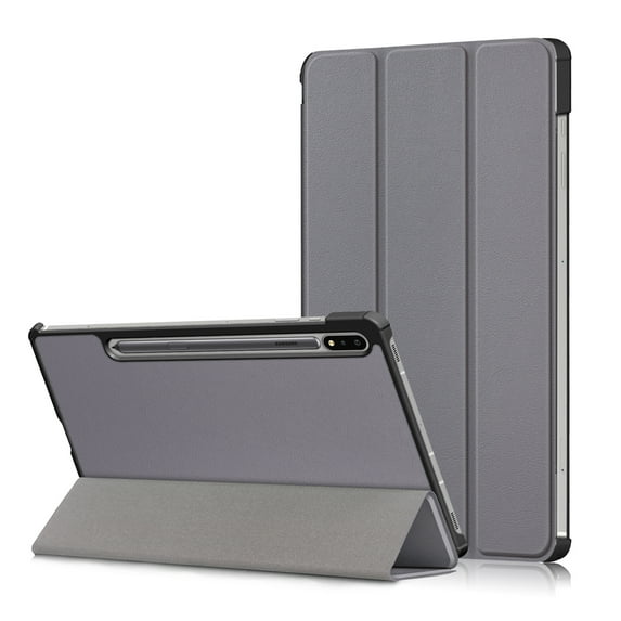 Dteck Smart Case for Samsung Galaxy Tab S7 FE SM-T730/T736B 12.4-inch 2021,Slim PU Leather Lightweight Trifold Stand Shockproof Hard Folio Case Cover for Galaxy S7+ SM-T970 12.4",Gray