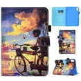 thumbnail image 1 of Dteck Smart Case for iPad 10th Generation 10.9 inch 2022,Magnetic Leather Pattern Card Slots Wallet Case Shockproof Rubber Kickstand Cover,Bicycle, 1 of 7