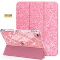 thumbnail image 1 of Dteck Smart Case for iPad iPad (A16) 11th Generation 11-inch 2025, iPad 10th Generation 10.9-inch 2022,Glittering Sparkly Shockproof Cover with Sparkly Crystal Clear Back and Pencil Holder,Pink, 1 of 6