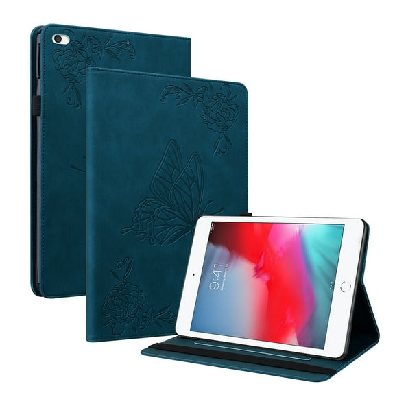 Dteck Smart Case for iPad mini 5th Gen 2019/mini 4/mini 3/mini 2 7.9-inch,Shockproof Butterfly Pattern Leather Card Wallet Case Kickstand Hybrid Rubber Folio Cover,Darkblue