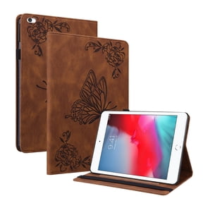 Dteck Smart Case for iPad mini 5th Gen 2019/mini 4/mini 3/mini 2 7.9-inch,Shockproof Butterfly Pattern Leather Card Wallet Case Kickstand Hybrid Rubber Folio Cover,Brown