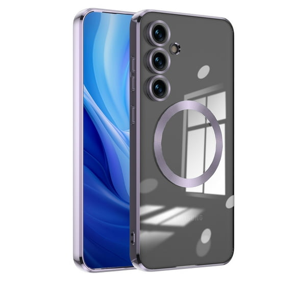 Dteck Soft Clear Case for Samsung Galaxy S25, Camera Lens Full Protection, Compatible with MagSafe Wireless Charging, Shockproof Electroplated TPU Phone Cover,Lightpurple