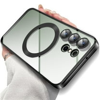 Dteck Soft Clear Case for Samsung Galaxy S25 Ultra, Camera Lens Full Protection, Compatible with MagSafe Wireless Charging, Shockproof Electroplated TPU Phone Cover,Black