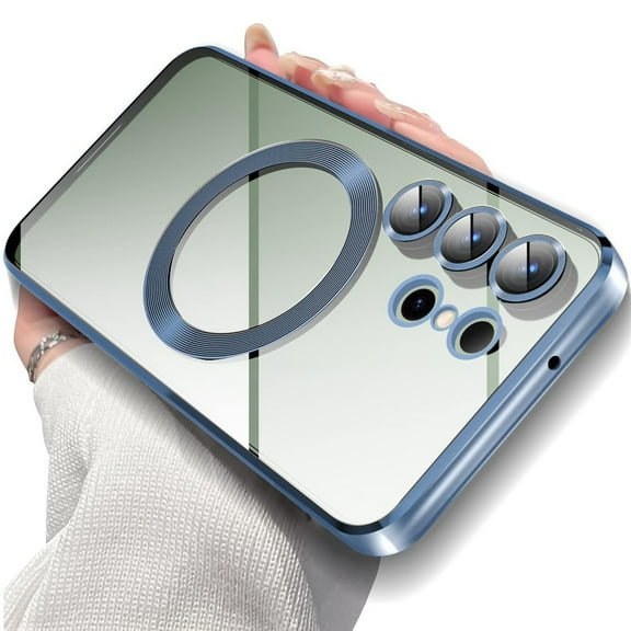 Dteck Soft Clear Case for Samsung Galaxy S26 Ultra, Shockproof Electroplated TPU Case Camera Lens Full Protection Compatible with Mag Safe Back Phone Cover for Galaxy S26 Ultra,Blue