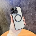 thumbnail image 1 of Dteck Soft Clear Case for iPhone 16 Plus, Camera Lens Full Protection, Compatible with MagSafe Wireless Charging, Shockproof Electroplated TPU Phone Cover,Black, 1 of 7