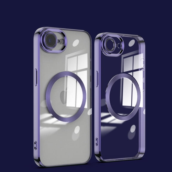 Dteck Soft Clear Case for iPhone 17e, iPhone 16e Camera Lens Full Protection, Compatible with MagSafe Wireless Charging, Shockproof Electroplated TPU Phone Cover,Darkpurple