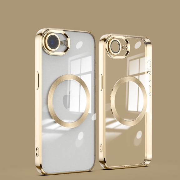 Dteck Soft Clear Case for iPhone 17e, iPhone 16e Camera Lens Full Protection, Compatible with MagSafe Wireless Charging, Shockproof Electroplated TPU Phone Cover,Gold