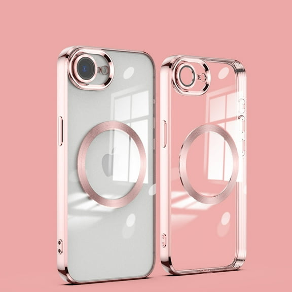 Dteck Soft Clear Case for iPhone 17e, iPhone 16e Camera Lens Full Protection, Compatible with MagSafe Wireless Charging, Shockproof Electroplated TPU Phone Cover,Rosegold