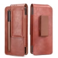 thumbnail image 1 of Dteck Soft Leather Phone Pouch for Samsung Galaxy Z Fold 7/ Z Fold 6 / Z Fold 5/ Z Fold 4/ Z Fold 3 with S Pen Holder, Cell Phone Holster with Belt Clip,Brown, 1 of 8