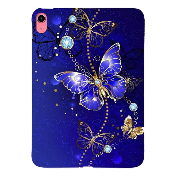 Dteck Soft TPU Back Case for iPad 10th Generation 2022,iPad 11-inch (A16) 2025 Shockproof Patterned Slim Protective Back Cover for iPad 10th/11th Generation,Blue Butterfly
