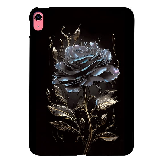 Dteck Soft TPU Back Case for iPad 10th Generation 2022,iPad 11-inch (A16) 2025 Shockproof Patterned Slim Protective Back Cover for iPad 10th/11th Generation,Black Flower
