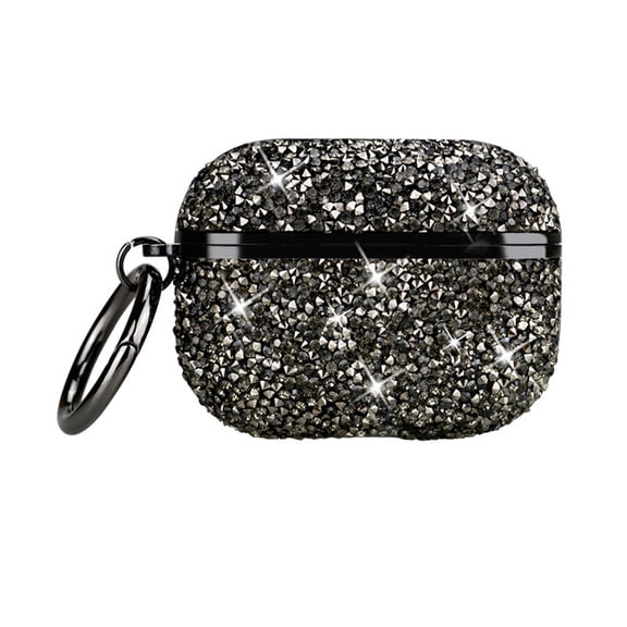Dteck Sparkly Diamond Case for AirPods 4th Generation with Keychain, Shockproof Protective Bling Rhinestone Cover Compatible with Apple AirPods 4 Charging Case,Black