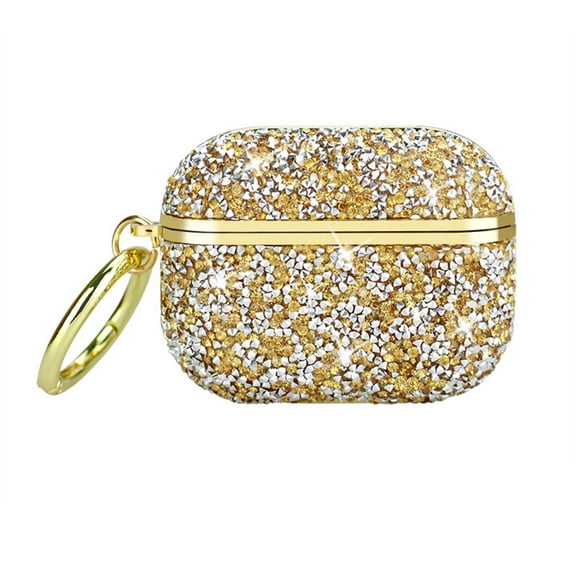 Dteck Sparkly Diamond Case for AirPods 4th Generation with Keychain, Shockproof Protective Bling Rhinestone Cover Compatible with Apple AirPods 4 Charging Case,Gold