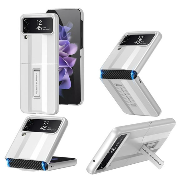 Dteck Stand Case for Samsung Galaxy Z Flip 4 Cover, Shock-proof Premium Hard PC Protective Shell Slim-Thin Bumper Non-Slip Grip Phone Case for Samsung Z Flip4 2022, White