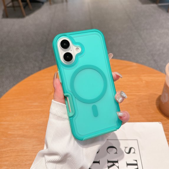 Dteck Strong Magnetic for iPhone 16 Plus Case, Compatible with MagSafe, Military-Grade Protection Translucent Matte Rugged Case for iPhone 16 Plus,Mint