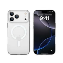 Dteck Strong Magnetic For iPhone 17 Case Compatible with Magsafe Accessory Full Camera Protection Slim Translucent Matte Back Slim Shockproof Wireless Charging Compatible Cover, White