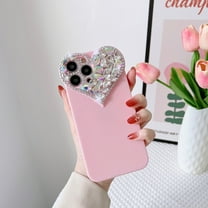 Dteck Stylish Case for iPhone 13 Pro Love Heart Pattern Diamond Sparkle Bling Shiny Soft Shockproof Case for Girls Women For iPhone 13 Pro,Pink