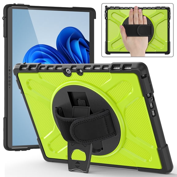 Dteck Surface Pro 8 Case 13 inch 2021, Rugged Case for Surface Pro 8 with Kickstand and Hand Strap Heavy Duty Shockproof, Compatible with Type Cover Keyboard,Green