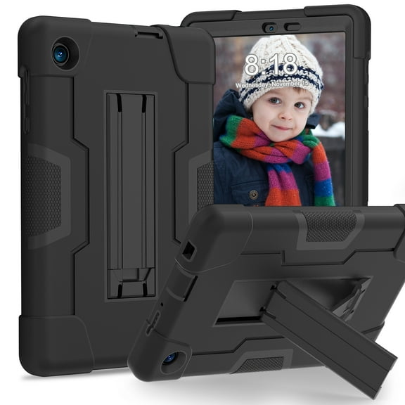 Dteck for TCL Tab 8 LE Case 2023, Heavy Duty Drop Protection Shockproof Rugged Case with Kickstand for TCL Tab 8 LE Model: 9137W/ TCL Tab 8 WiFi Model: 9132X,Black