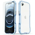 thumbnail image 1 of Dteck with Tempered Glass Screen Protector Case for iPhone 16e, Slim Lightweight Aluminum Alloy Metal Bumper Frame Shockproof Cover with Transparent Carbon Fiber Back Sticke For iPhone 16e,Navy, 1 of 6