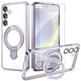 thumbnail image 1 of Dteck with Tempered Glass Screen Protector Magnetic Case for Samsung Galaxy S25 Ultra Mag-Safe TPU+PC Clear Case with Camera Lens Protector Stand Shockproof Electroplated Cover,Lavender, 1 of 8