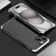 thumbnail image 1 of Dteck Thin Fit for iPhone 15 Pro Case, Military Grade Drop Protection Aluminum Bumper Case 3 in 1 Metal Frame PC Back Hybrid Shockproof Rugged Cover,Black + Silver, 1 of 10