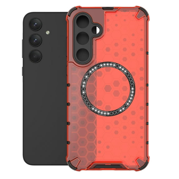 Dteck Translucent Case for Samsung Galaxy A35 5G, Magnetic Case for Galaxy A35 Compatible with MagSafe, Slim TPU Shockproof Protective Phone Cover for Samsung A35 5G,Red