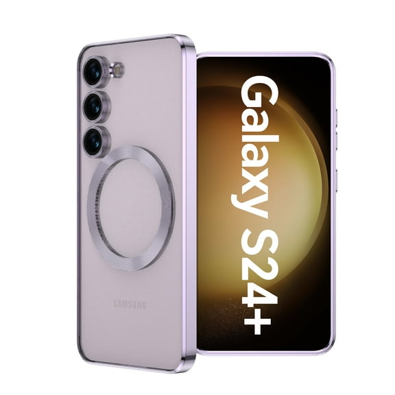 Dteck Transparent Case for Samsung Galaxy S24 Plus,Plating TPU Compatible with Mag-Safe Case Shockproof Lightweight Slim Back Cover for Galaxy S24+,Lightpurple