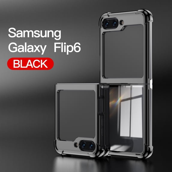 Dteck Transparent Case for Samsung Galaxy Z Flip 6,Shockproof Electroplated PC Case Slim Cover for Galaxy Z Flip 6 5G,Black
