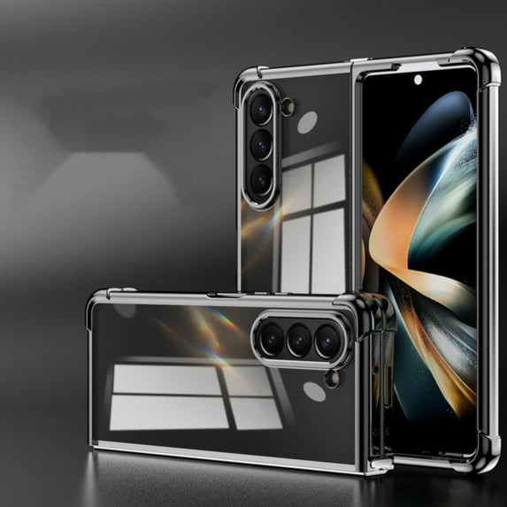 Dteck Transparent Case for Samsung Galaxy Z Fold 6,Shockproof Electroplated PC Case Slim Cover for Galaxy Z Fold 6 5G,Black