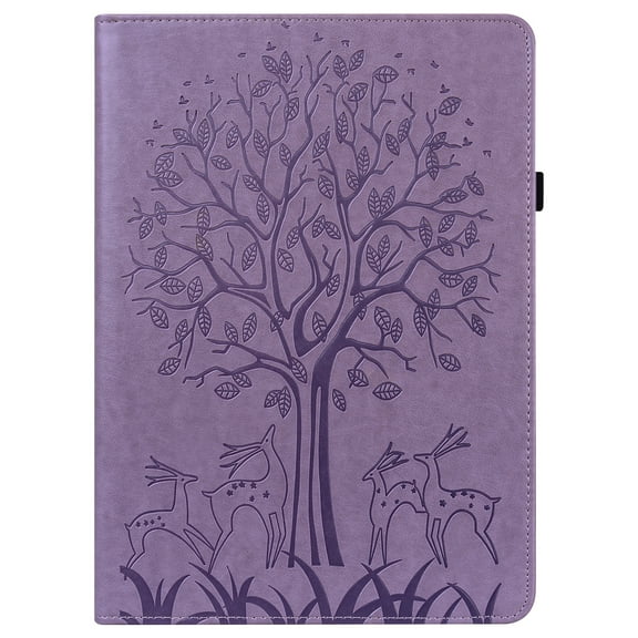 Dteck Tree Embossed Wallet Case for Amazon Kindle Fire Max 11 Case (13th Generation, 2023 Release) 11", Shockproof PU Leather Folio Flip Stand Card Holder Cover with Elastic Band & Pen Holder,Purple
