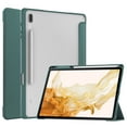 thumbnail image 1 of Dteck Tri Fold Case Fits Samsung Galaxy Tab S8 + 12.4 2022 (SM-X800/X806) / Tab S7 FE 12.4-Inch 2021 / Tab S7 Plus 12.4 2020 with S-Pen Holder, Crystal Transparent Back Cover with Auto-Wake,Darkgreen, 1 of 9