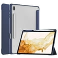 thumbnail image 1 of Dteck Tri Fold Case Fits Samsung Galaxy Tab S8 + 12.4 2022 (SM-X800/X806) / Tab S7 FE 12.4-Inch 2021 / Tab S7 Plus 12.4 2020 with S-Pen Holder, Crystal Transparent Back Cover with Auto-Wake,Darkblue, 1 of 9