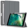 thumbnail image 1 of Dteck Trifold Stand Case for iPad 9th 8th 7th Generation 10.2-inch,Magnetic Smart Leather Case Clear PC Auto Sleep/Wake Back Cover Built-in Pencil Holder for iPad 10.2" 2021/2020/2019,Grey, 1 of 11