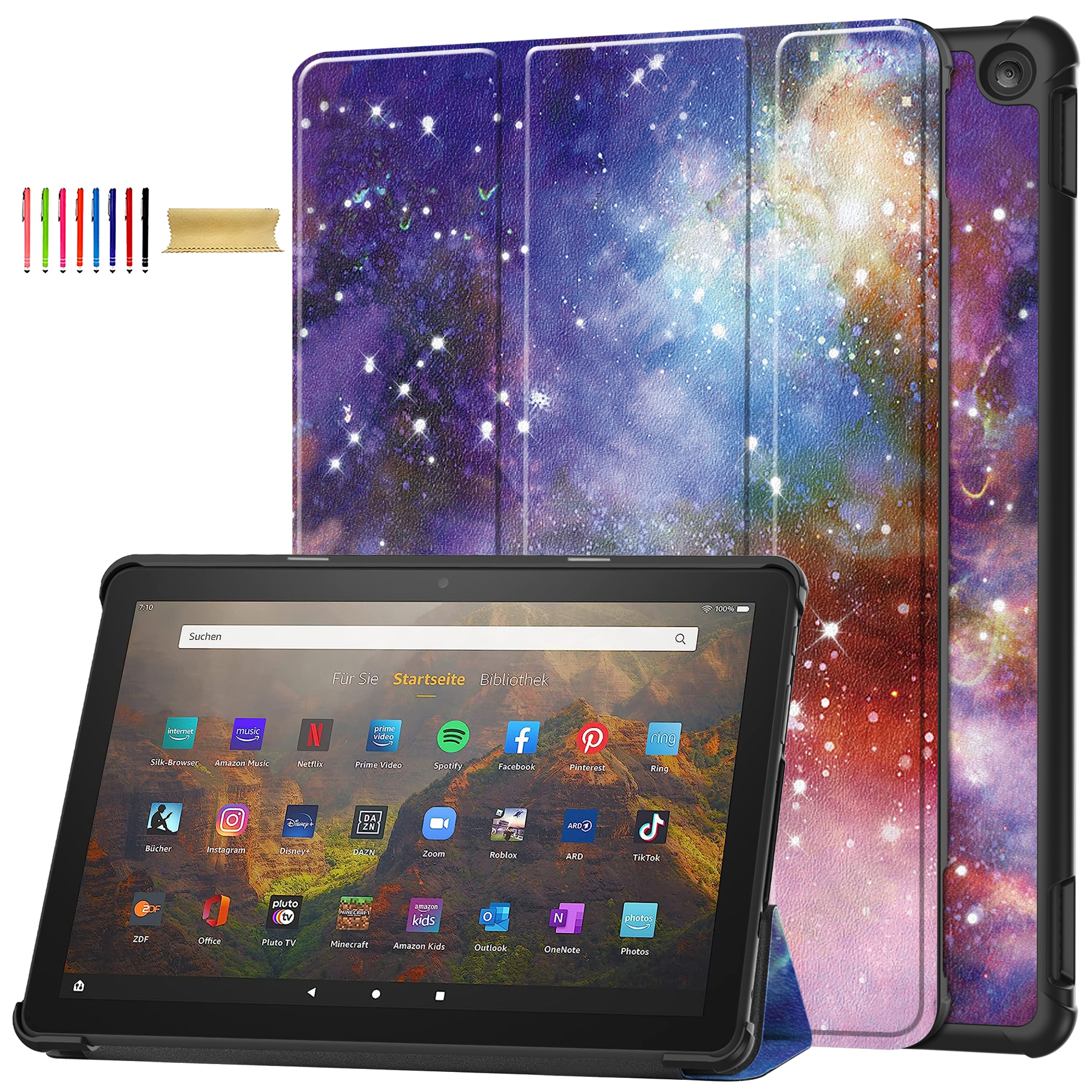 Custodia In Pelle Con Supporto Pieghevole Per Amazon Fire HD 10 Plus (2021) – TingYR, Protezione Antiurto, Vari Colori