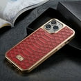 thumbnail image 1 of Dteck Ultra Slim Case For iPhone 13 Pro Snakeskin Pattern PU Leather Case Shockproof Cover with Python Pattern Gold Plating TPU Bumper.For iPhone 13 Pro,Red, 1 of 4