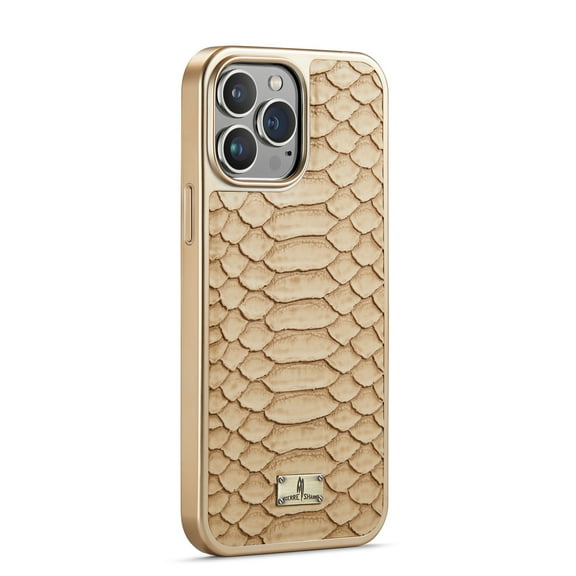 Dteck Ultra Slim Case for Samsung Galaxy S22 Plus Snakeskin Pattern PU Leather Case with Python Pattern Gold Plating TPU Bumper Shockproof Case For Samsung Galaxy S22 Plus,White