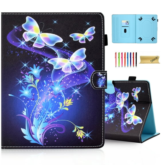 Dteck Universal 7 inch Tablet Case, 7.0 inch Tablet Cute Cover,Wallet Stand Flip Case for Samsung Galaxy Tab/Fire 7/HD 7/Oasis/Onn/Lenovo/Dragon Touch/MatrixPad/Android Tablet 7 Inch,Butterfly Flower