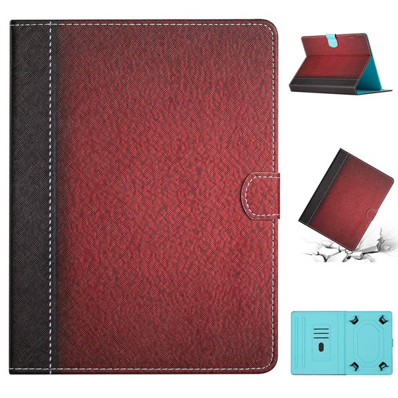 Dteck for Universal 8 inch Tablet Case,Slim PU Leather Card Slot Adjustable Folio Stand Cover Shockproof Protective Case for Universal 8 inch Tablet Cover, Red