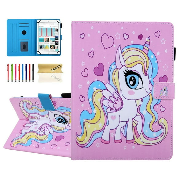 Dteck Universal Folio Case For 6.5 - 7.5 inch Tablet, Slim PU Leather Flip Case Cover, Multi-Angle Stand/Built-in Card Slots & Pen Holder For Samsung Galaxy Tab 7.0/RCA 7.0/Fire 7/Mediapad T3 7.0