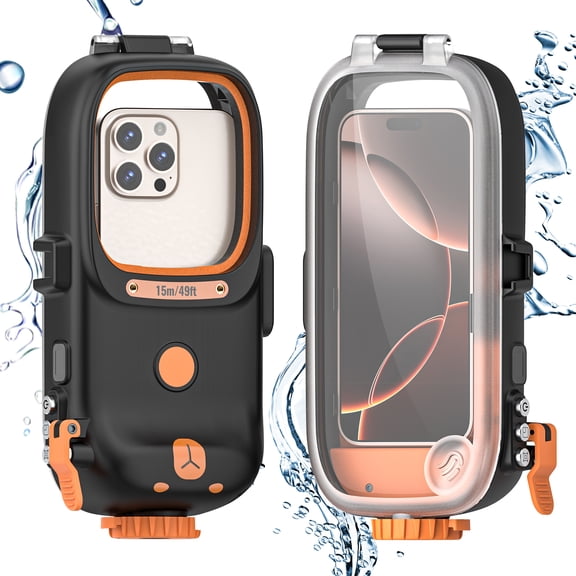 Dteck Universal Underwater Waterproof Diving Snorkeling Phone Case for iPhone 16 Pro Max/15/14/13/12/11 Samsung Galaxy S25/S24/S23/S22/S21 Underwater Touchscreen Photo Video Housing,Black