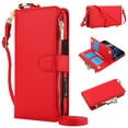 thumbnail image 1 of Dteck Wallet Bag Case for iPhone 15 Pro,Magnetic Leather Wallet Case with RFID Blocking Card Holder Multi-Function Stylish Ring Zipper Purse Cover with Shoulder Strap/Wrist Strap,Red, 1 of 7