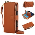 thumbnail image 1 of Dteck Wallet Bag Case for iPhone XR,Magnetic Leather Wallet Case with RFID Blocking Card Holder Multi-Function Stylish Ring Zipper Purse Cover with Shoulder Strap/Wrist Strap,Brown, 1 of 7