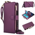 thumbnail image 1 of Dteck Wallet Bag Case for iPhone XS/X,Magnetic Leather Wallet Case with RFID Blocking Card Holder Multi-Function Stylish Ring Zipper Purse Cover with Shoulder Strap/Wrist Strap,Deeppurple, 1 of 7