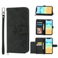 thumbnail image 1 of Dteck Wallet Case for Apple iPhone 12 Pro Max Embossed PU Leather Cover Removable Adjustable Shoulder Neck Strap Lanyard Phone Case with Card Holder, black, 1 of 7