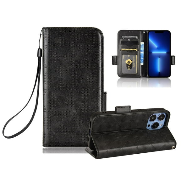 Dteck Wallet Case for Apple iPhone 14 Pro Max 6.7" 2022 with Detachable Wrist Hand Strap Lanyard [Kickstand] Card Pockets Magnetic Closure Shockproof PU Leather Soft TPU Flip Folio Stand Cover, Black